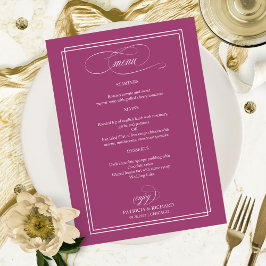 Roze Cassis Elegant Trouwmenu Menu