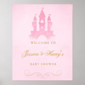Roze Castle Girl Baby shower Welkom Poster (Voorkant)
