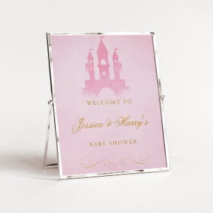 Roze Castle Girl Baby shower Welkom Poster