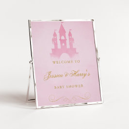 Roze Castle Girl Baby shower Welkom Poster
