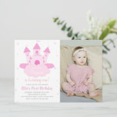 Roze Castle onder CloudPrincess Birthday, foto Kaart (Staand voorkant)