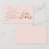 Roze Castle Princess Baby shower Luier Raffle Informatiekaartje (Voorkant / Achterkant)