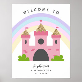 Roze Castle Princess Birthday Party Welcome Sign. Poster