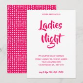 Roze Casual script | Ladies Night Vrijgezellenfees Kaart (Voorkant / Achterkant)