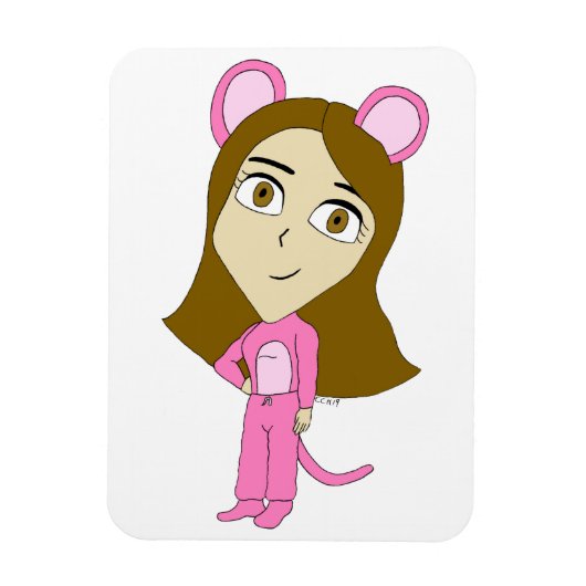 roze catgirl    magneet (Verticaal)