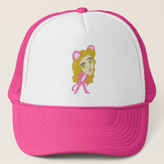 roze catgirl trucker pet (Voorkant)