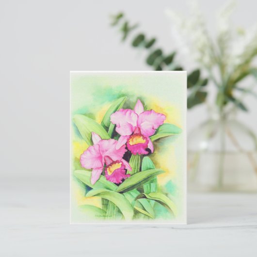 Roze Catleya Orchid Flower Art - Multi Briefkaart (Staand voorkant)