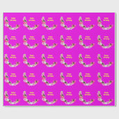 Roze cavia's en bloemen, inpakpapier (Vlak)