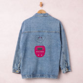 Roze cd-speler met oordopjes die kussen denim jacket (Hangar)