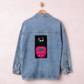Roze cd-speler met oordopjes die kussen denim jacket (Hangar)