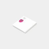 Roze cd-speler met oordopjes die kussen post-it® notes (Schuin)