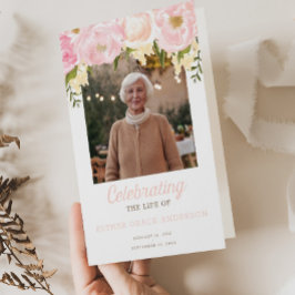 Roze Celebratie van het Leven Vouwbaar Begrafenisp Flyer