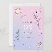Roze Celestial Maan Zon Tarot Mystic Foto Bruiloft Save The Date (Voorkant)