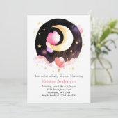 Roze Celestial Night Sky Meisje Baby shower Kaart (Staand voorkant)