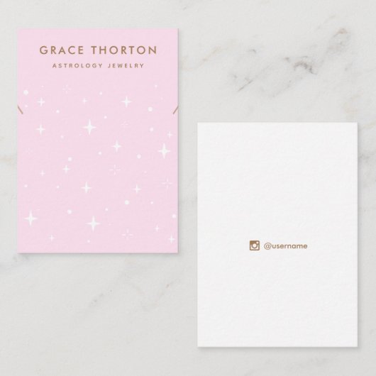 Roze Celestial Star Ketting Bracelet Display Card Visitekaartje (Voorkant / Achterkant)