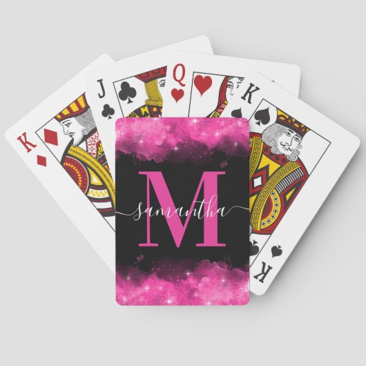 Roze Celestiale Handtekening Monogram Pokerkaarten (Achterkant)