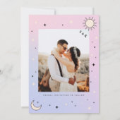 Roze Celestiale Maan Zon Tarot Mystieke Foto Bruil Save The Date (Achterkant)