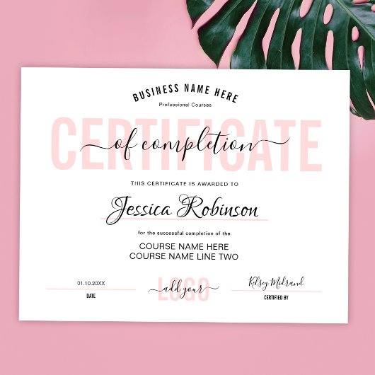Roze Certificaat Uitreikbaar Downloadbaar Poster