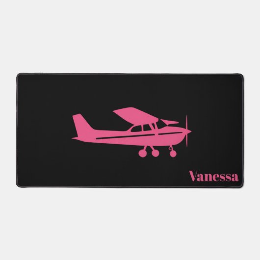 Roze Cessna Vliegtuig Girly Aviation Custom Kantoo Bureaumat (Voorkant)