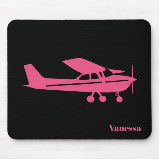 Roze Cessna Vliegtuig Girly Aviation Custom Kantoo Muismat (Voorkant)