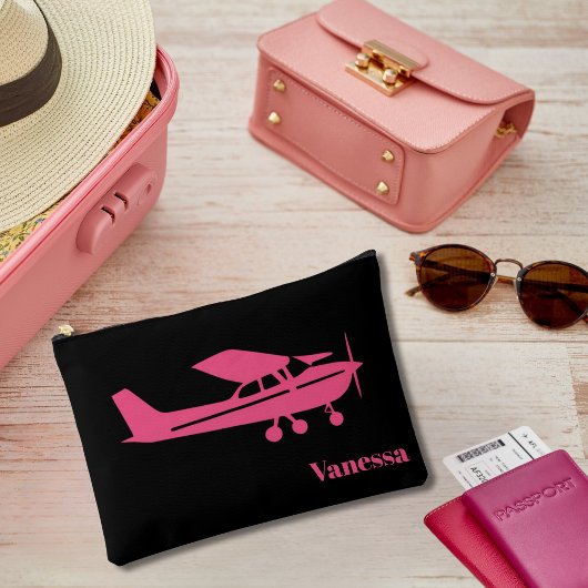 Roze Cessna Vliegtuig Girly Aviation Custom Name Etui