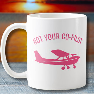 Roze Cessna Vliegtuig Niet Jouw Co-Piloot Grappige Koffiemok