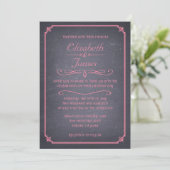 Roze Chalkboard Wedding Invitations Kaart (Staand voorkant)
