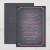 Roze Chalkboard Wedding Invitations Kaart (Voorkant / Achterkant)