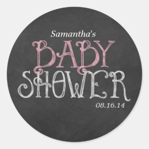 Roze  ChalkboardBaby shower Ronde Sticker