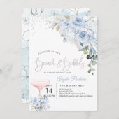 Roze Champage Brunch Bubble Dusty Blue Rozen Kaart (Voorkant / Achterkant)