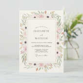 Roze Champagne Aquarel Bruiloft Kaart (Staand voorkant)
