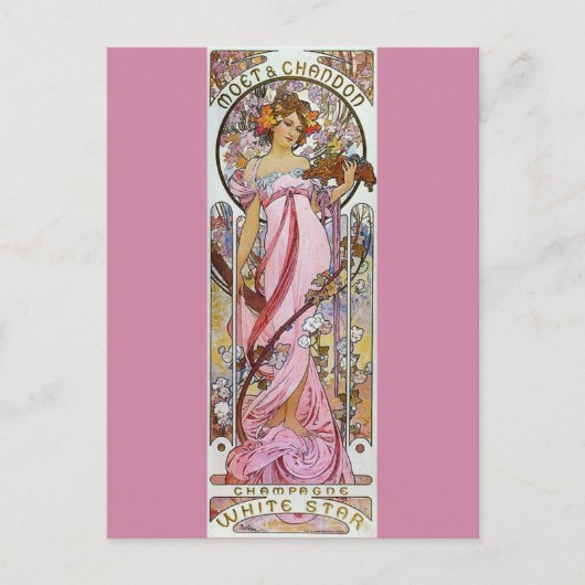 Roze champagne - Art Nouveau Briefkaart (Voorkant)