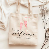 Roze Champagne Bachelorette Bestemming Welkom Tote Bag