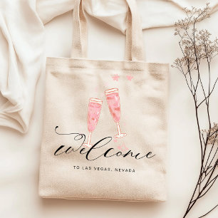 Roze Champagne Bachelorette Bestemming Welkom Tote Bag