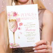 Roze Champagne Bloemen Bruids Douche Uitnodiging