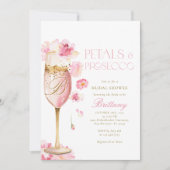 Roze Champagne Bloemen Bruids Douche Uitnodiging (Voorkant)