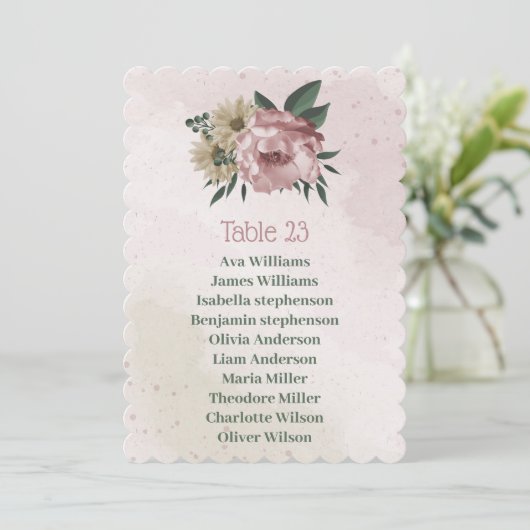 roze champagne-bloemen, kaart (Staand voorkant)