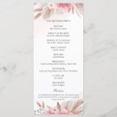 Roze Champagne Boho Huwelijksprogramma kaart (Achterkant)