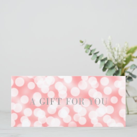 Roze Champagne Bokeh Lights Cadeaubon (Staand voorkant)