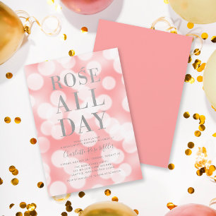 Roze Champagne Bokeh Roos De hele dag Bachelorette Kaart