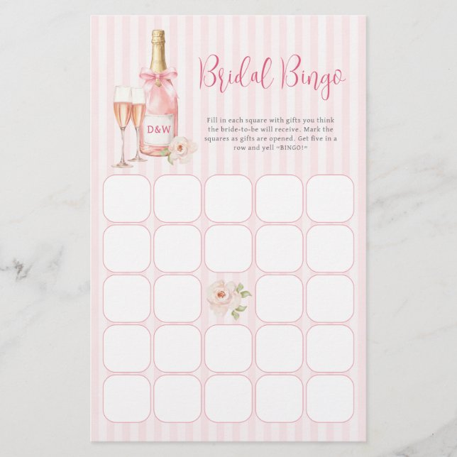 Roze Champagne Bruidsbingo Spel (Voorkant)