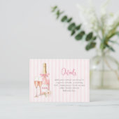Roze Champagne Bruidsdiner Informatiekaartje (Staand voorkant)