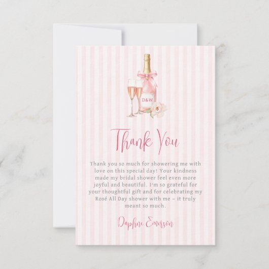 Roze Champagne Bruidsdouche Bedankkaart (Voorkant)