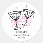 Roze Champagne Bruidsfeestje Ronde Sticker (Voorkant)