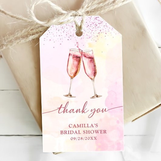 Roze Champagne Bruiloft Feest Cadeaulabel