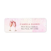 Roze Champagne Bruiloftsborrel Etiket (Voorkant)