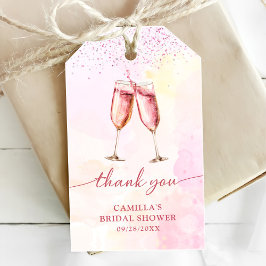 Roze Champagne Bruiloftsfeest Cadeaulabel