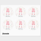 Roze Champagne Bruiloftsfeest Ronde Sticker (Vel)