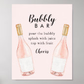 Roze Champagne Bruisende Bar Sign Poster (Voorkant)