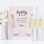 Roze Champagne Bruisende Bar Sign Poster